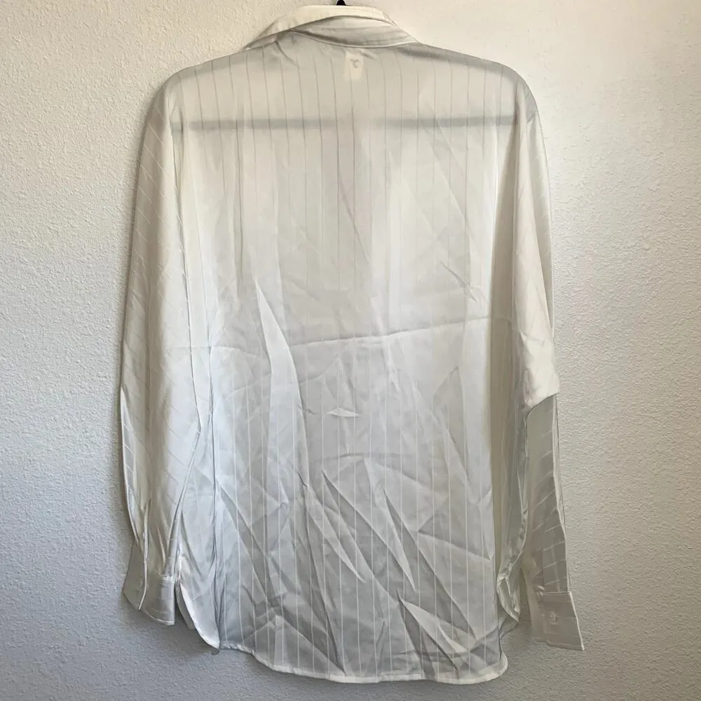 NWT Commense Charlotte Oversized Button Up Collared Shirt in White Size XS - Image 3