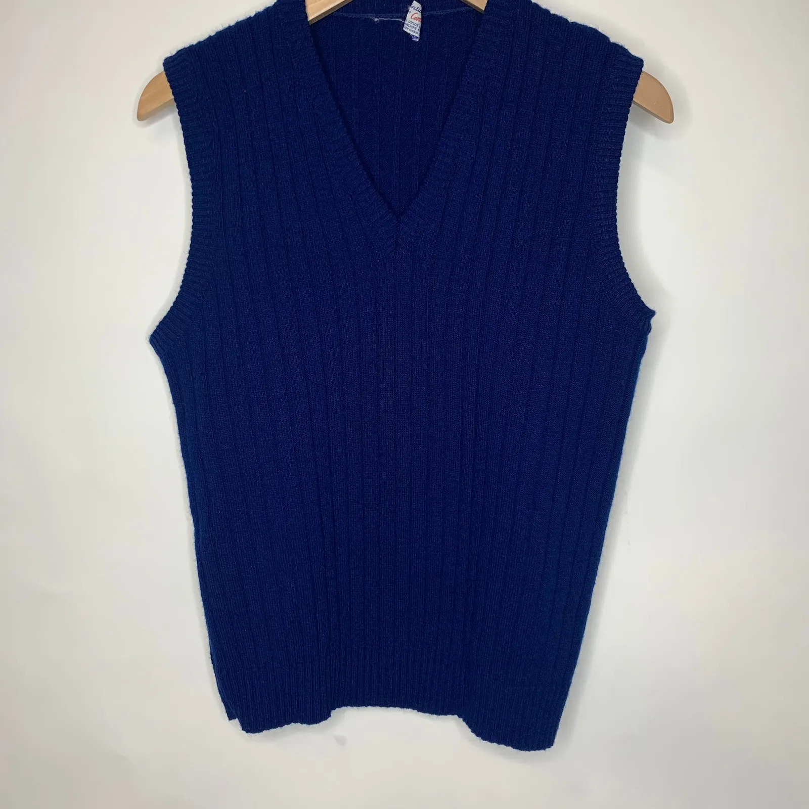 Vintage Wintuk Acrylic Sweater Blue Vest Sz XL - Image 5