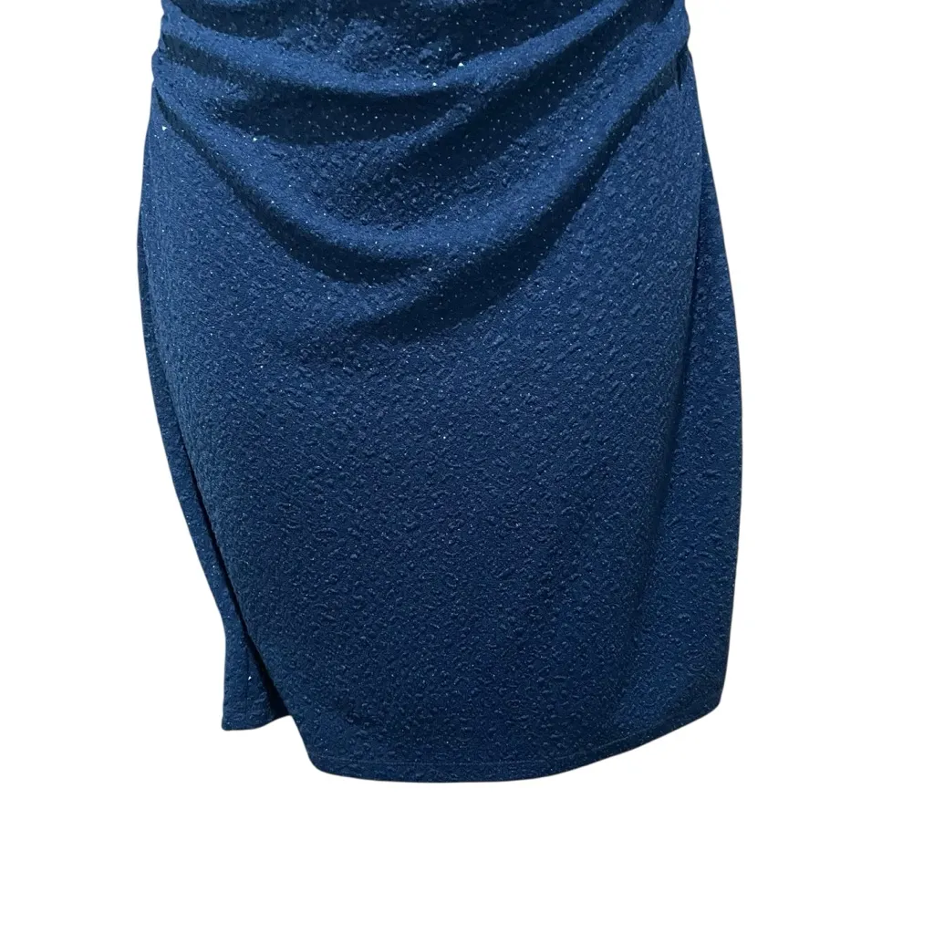 Emerald Sundae One-Shoulder Mini Dress Navy Blue Shimmer Women’s Size Large - Image 2