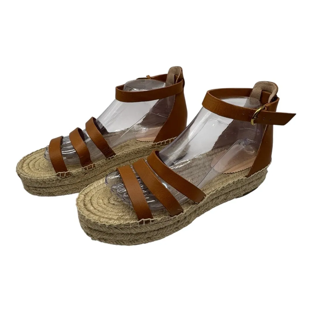 J Crew Shoes Women 9.5 Brown Leather Grace Gladiator Espadrille Platform‎ Sandal - Image 2