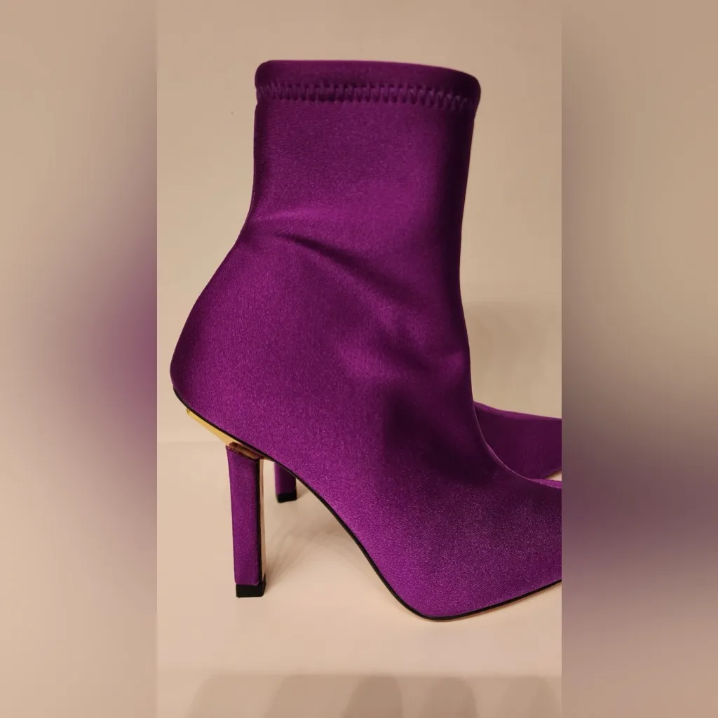 Good American High Kickstand Purple Pointed Toe Neoprene Women Booties Size 5.5 - Image 7