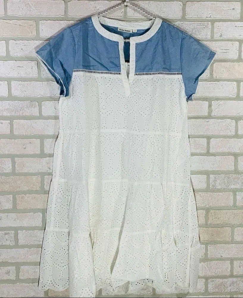 Roller Rabbit NWT Pamela Aster Eyelet Shift Dress Size M - Image 5