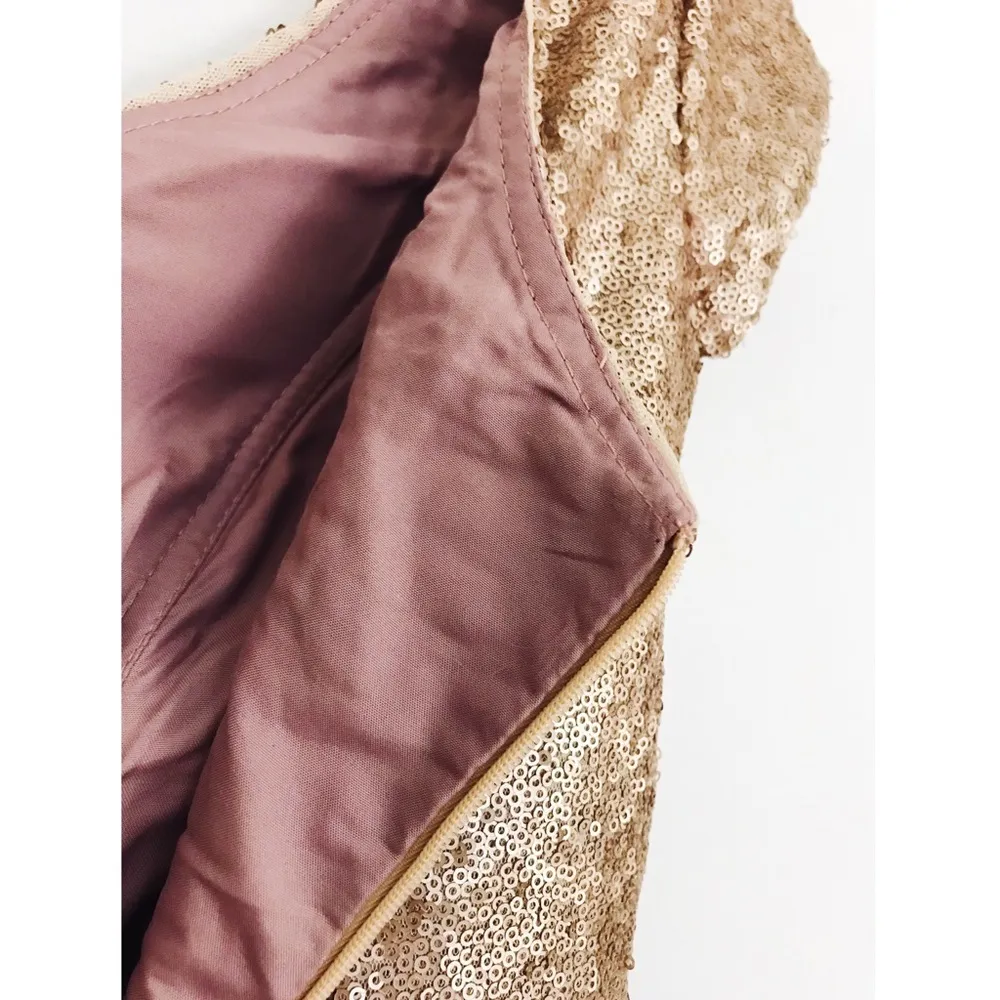 Sequined Capped Sleeve Trumpet Gown | Size 0 Gold - Image 7