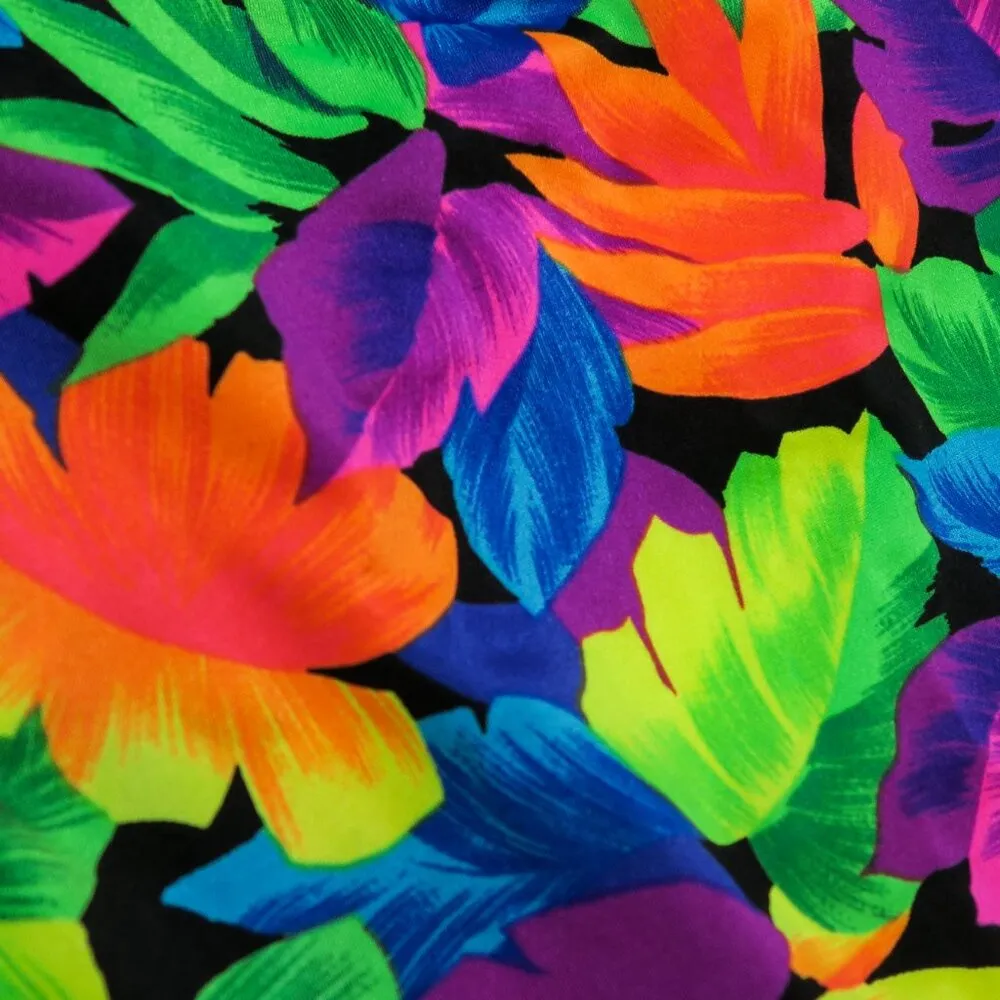 Vintage 80s Maillot Baltex Neon Hawaiian Floral One Piece Swimsuit - Image 6