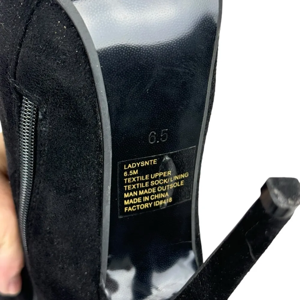 Steve Madden Ladysnte Lace Up Thigh High Boots Platform Black Faux Suede SZ 6.5 - Image 6