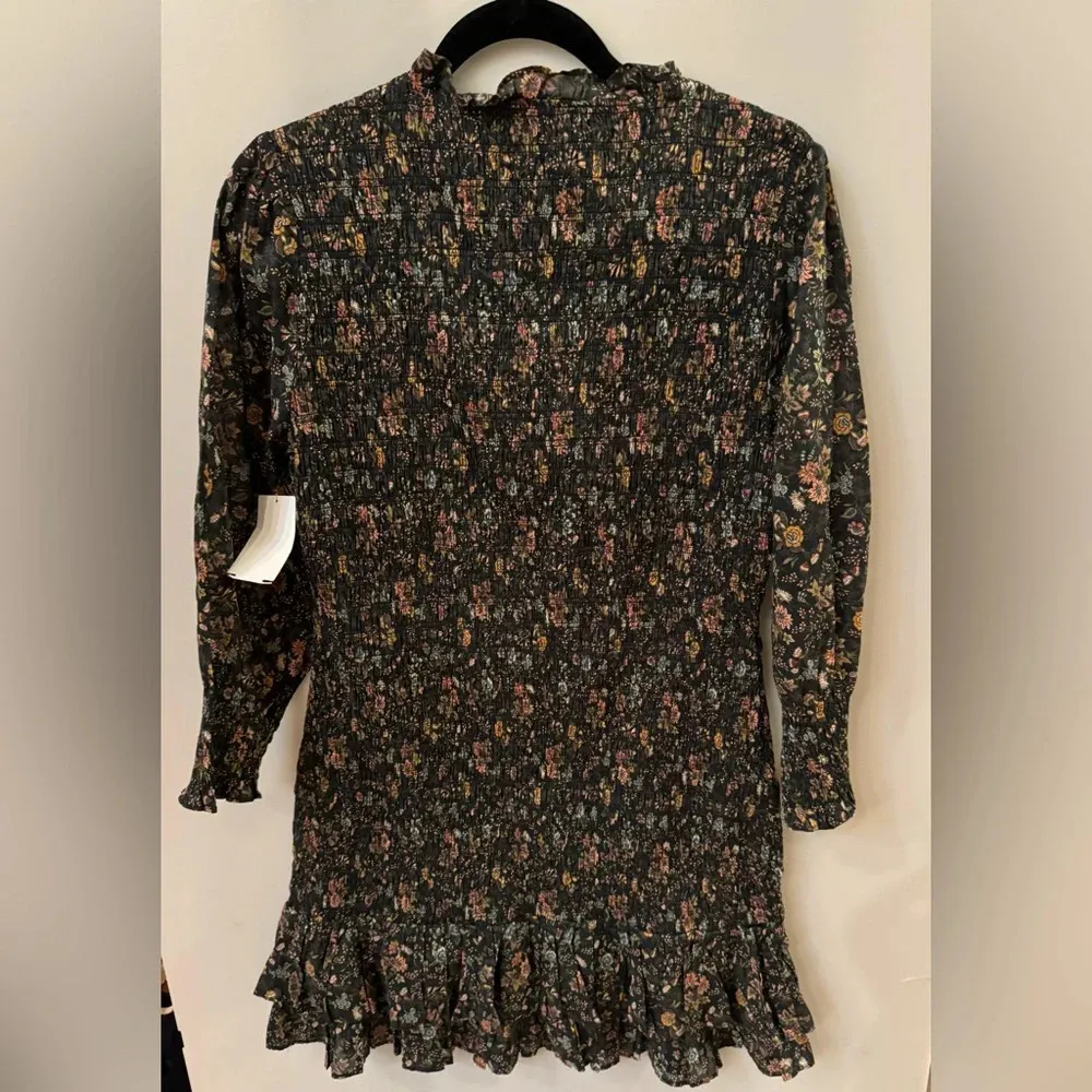 VERONICA BEARD Farha Floral Black Multi Smocked Mini Dress Size 10  $398 - Image 6