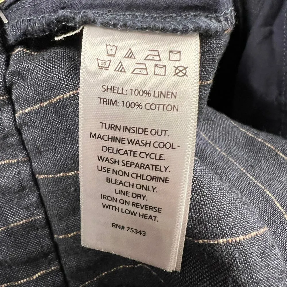 Catherine Malandrino 100% Linen Pinstripe High Rise Wide Leg Pants Blue Size 12 - Image 8