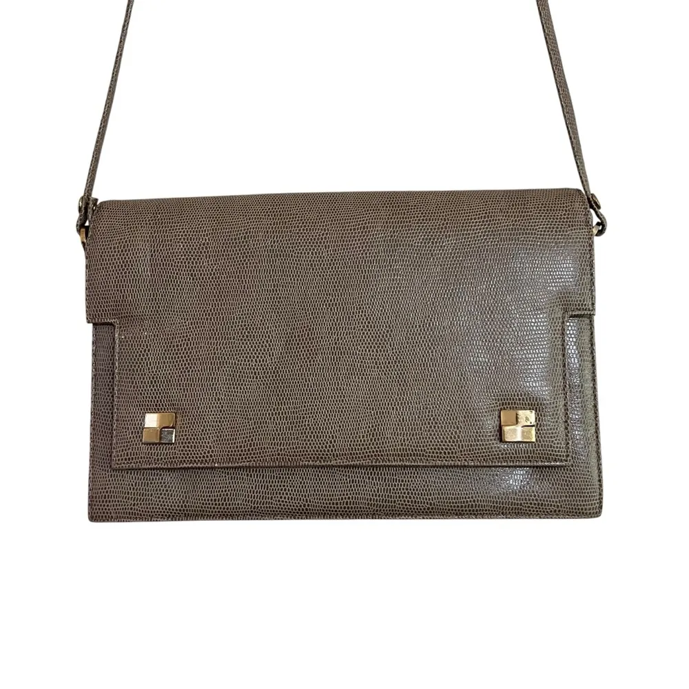 VTG 70s Jay Herbert New York Beige Reptile Lizard Leather Shoulder Bag Purse Tan - Image 2