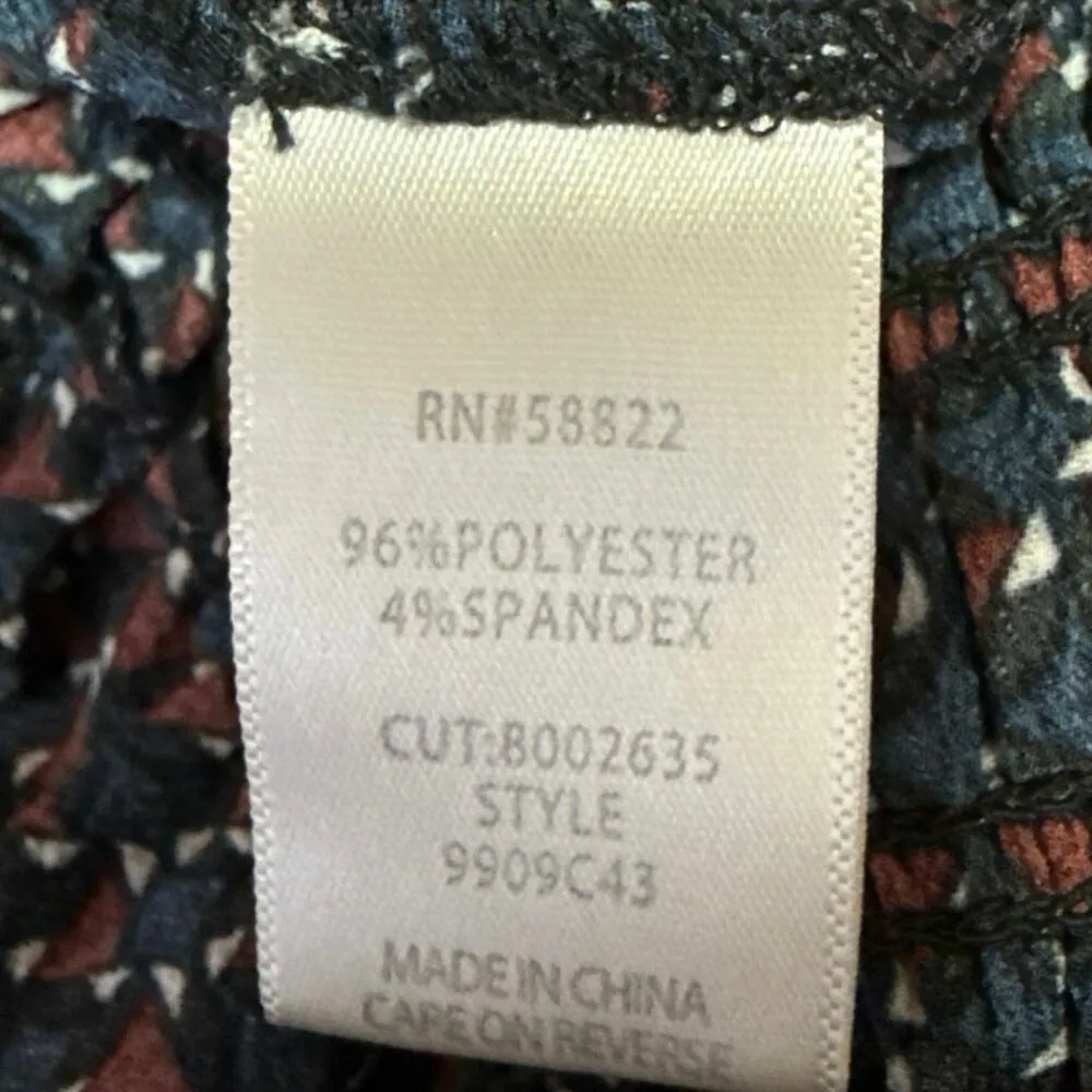 Max Studio Multicolor Geometric Long Sleeve Smocked Wide Leg Romper Jumpsuit M - Image 5