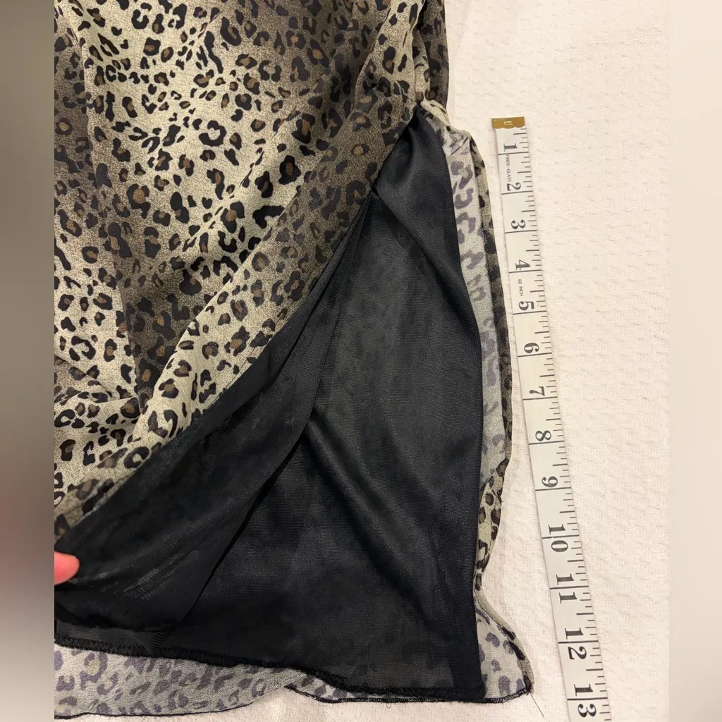 VTG Kathie Lee Collection Chico Forest Olive Leopard Maxi Dress Small Artsy 90’s - Image 11