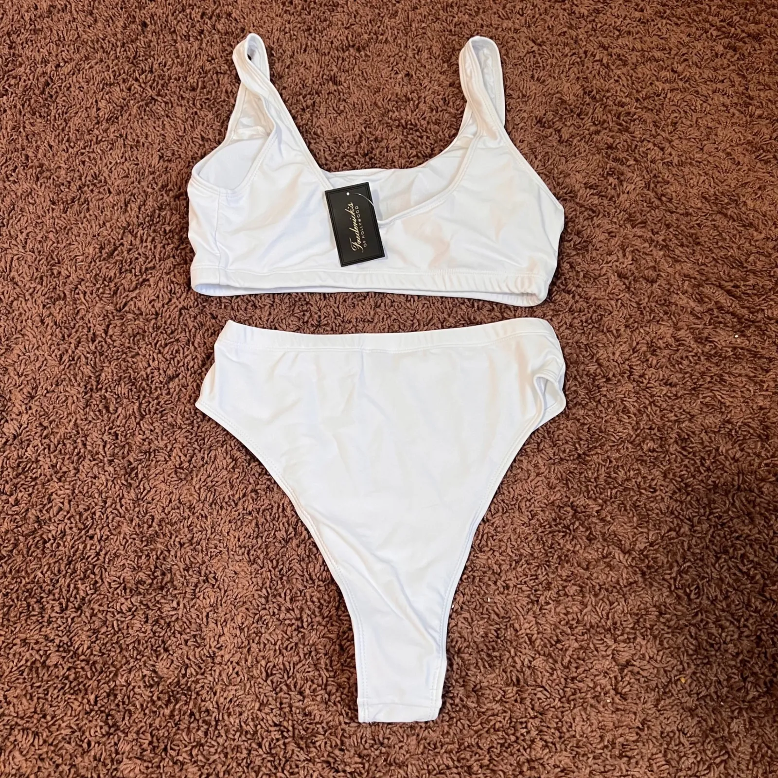 Frederick's of‎ Hollywood White Vedra High Waisted Bikini Set Medium NWT - Image 5