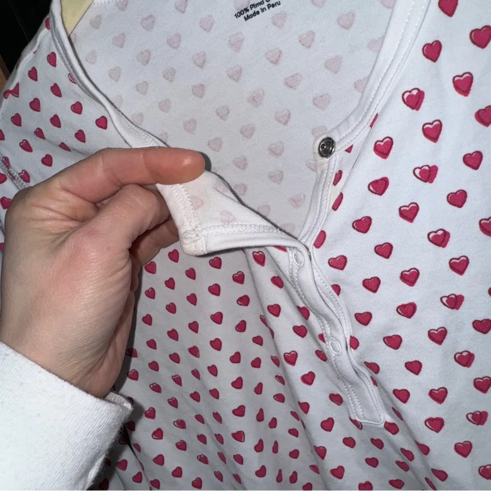 Roller Rabbit pajamas pima pink hearts henley top long sleeve tee preppy - Image 3
