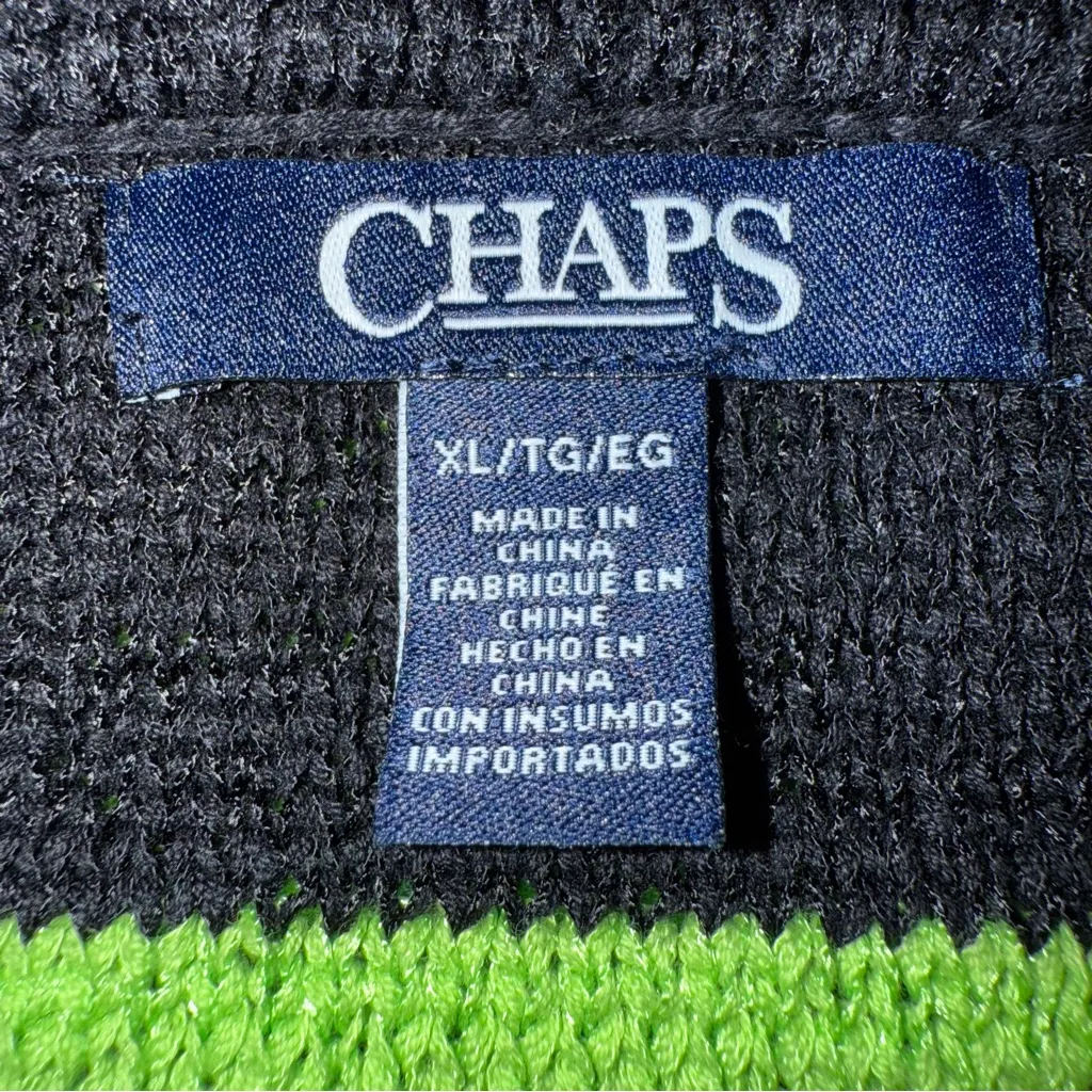 Chaps Women's Striped Sweater Multi Color Blue, Green, White Cotton Blend XL Y2k - Image 7