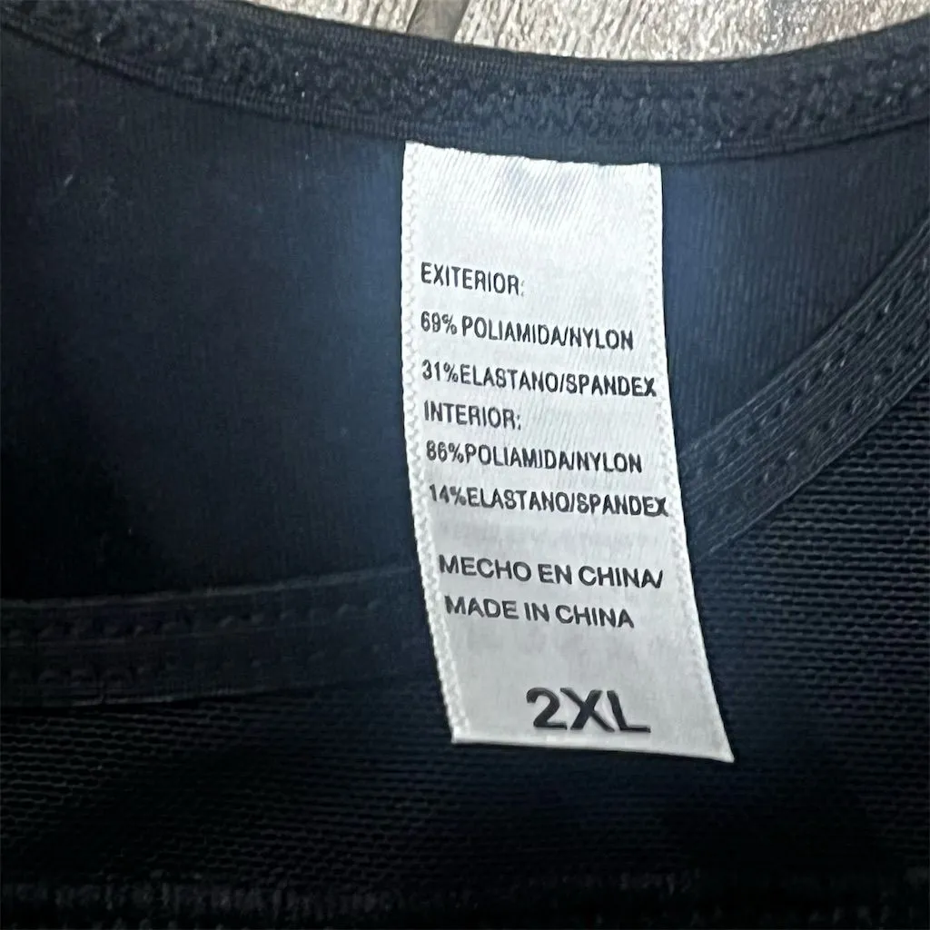 Women's Black Tummy Control Shapewear Bodysuit 2XL Adjustable Straps Firm Contro Size 2X - Image 8