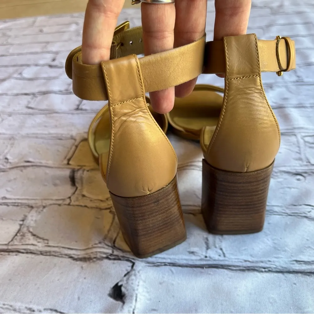 Enzo Angiolini Neutral Tan Leather Sandals 7.5 Womens Ankle Strap Minimalist - Image 16