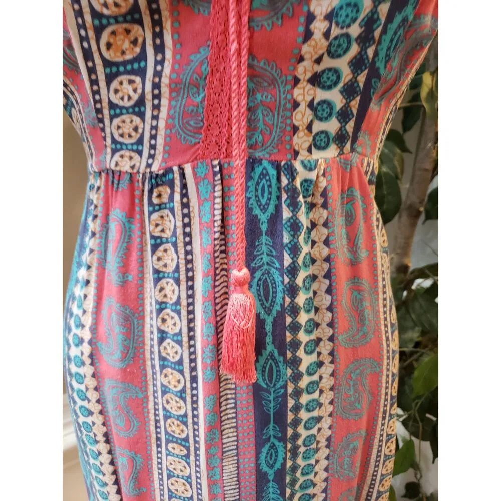 No Boundaries Dress Women's 7 9 Multicolor Boho Sleeveless Bodycon Mini - Image 4