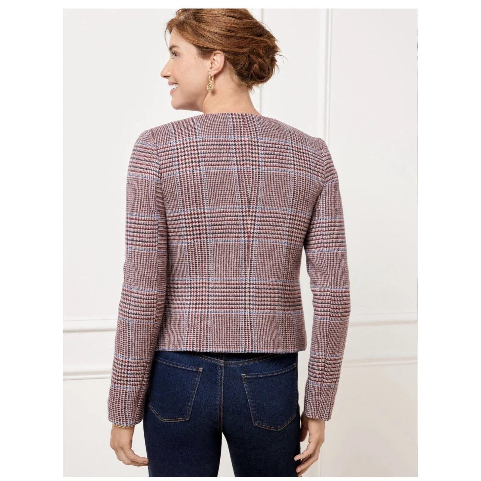 TALBOTS Shetland Crop Jacket Petite Plus Size 20WP Autumn Plaid Classic Preppy - Image 5