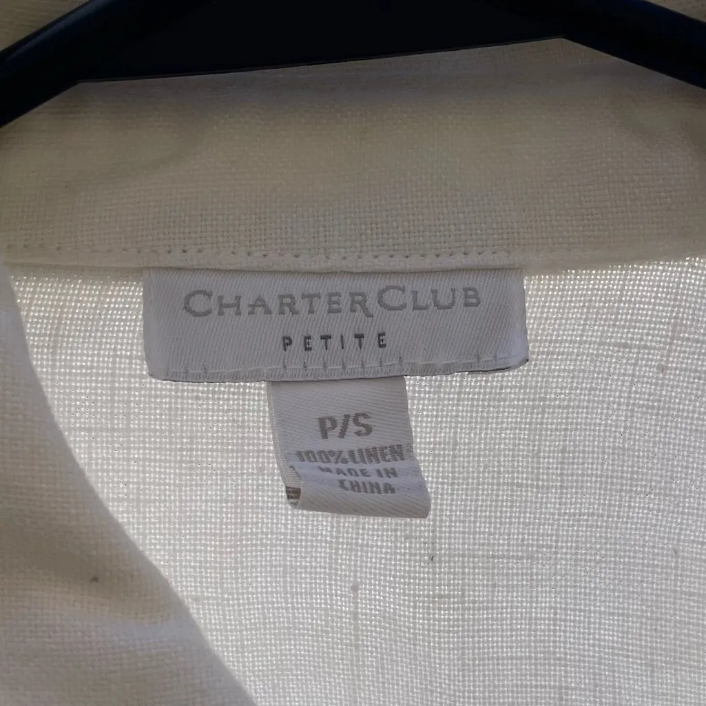 Charter Club Blazer with Button Front Jacket Roll Tab Sleeve. 100%Linen - Image 6