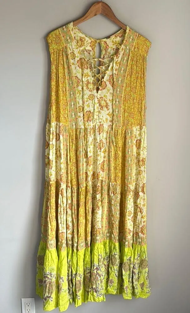 FREE PEOPLE Hanalei Bay Dress in Yellow Combo Small - Image 2