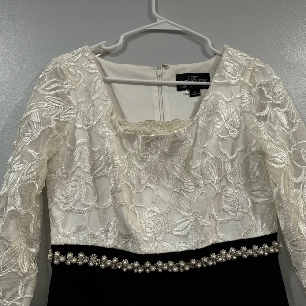 Alex Evenings Colorblock Lace Bodice Beaded Waist Gown 6 - Image 3