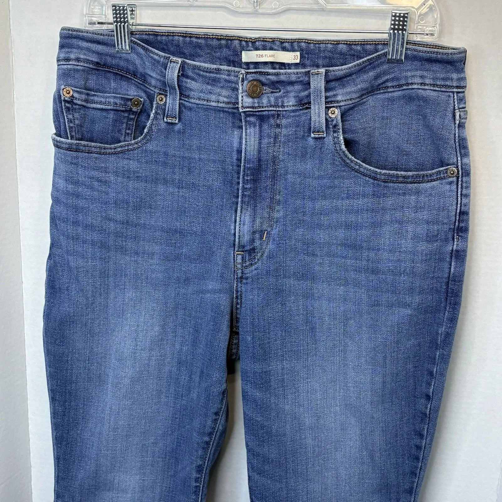 Levi's 726 Flare High Rise Women's Jeans Size 33 Blue Denim Comfort Stretch Boho - Image 2