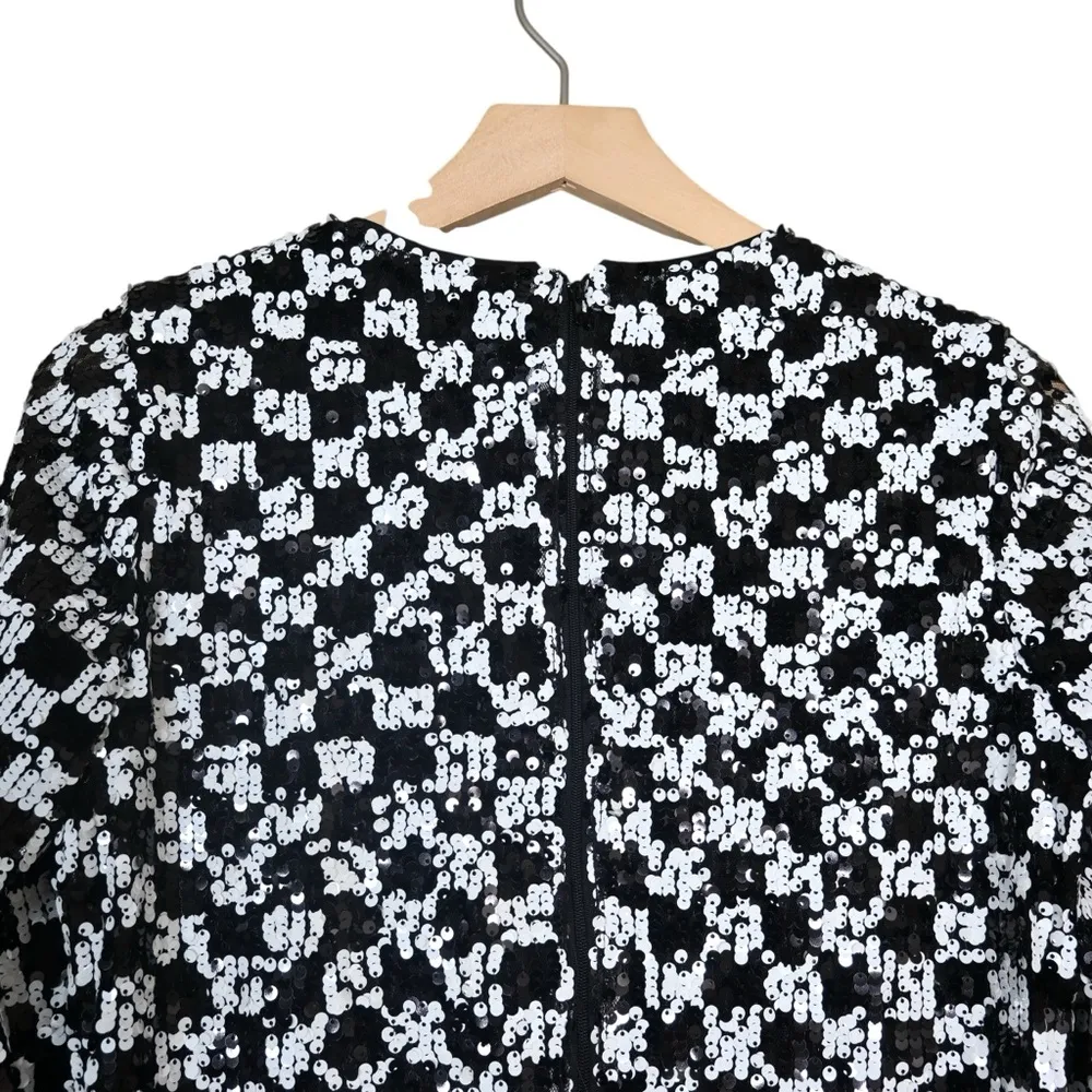 GB Gianni Bini Women's S Black White Sequined Fully Lined Cocktail Dress - Image 4