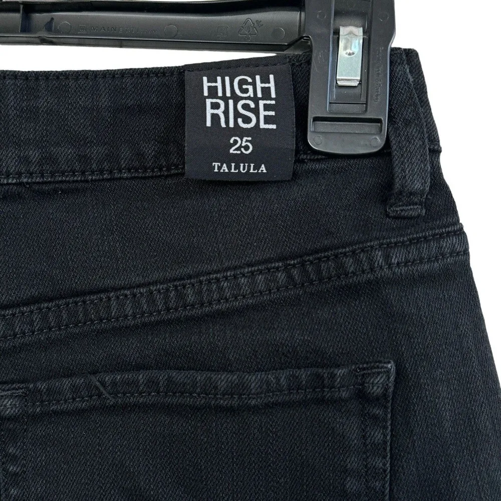 Talulu Aritizia SZ 25 Jean Shorts High-Rise Zip-Fly Frayed Hems Pockets Black - Image 4