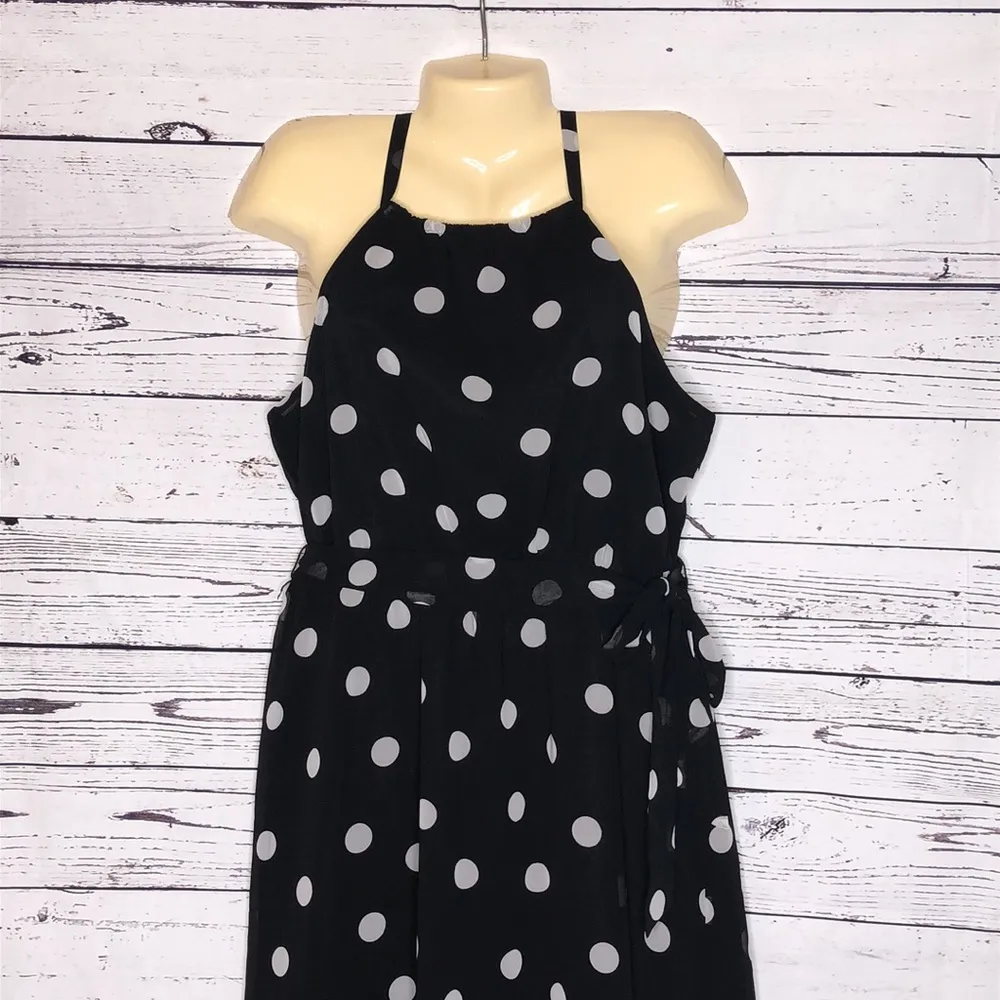 Banana Republic NWT Size 12 Black & White Polka Dot Dress w/ Tie Belt - Image 2