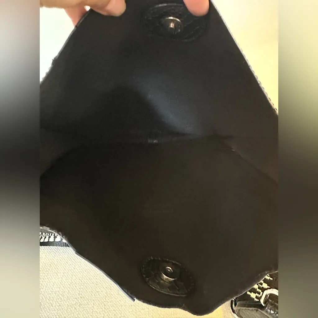 ADHORNED BLACK EMBOSSED Snakeskin Pattern Shoulder Bag WITH GUITAR STRAP - Image 6