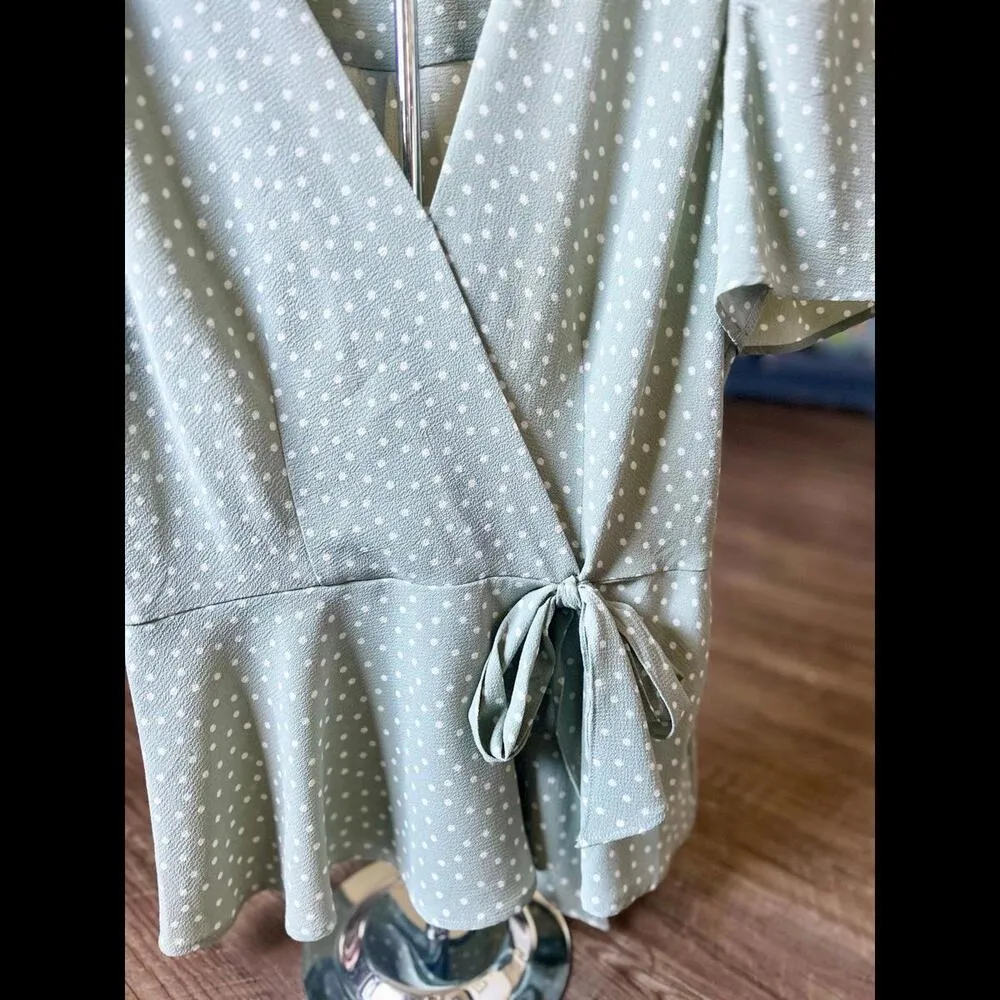 Peplum Tie Waist Puff Sleeve Blouse - Image 3