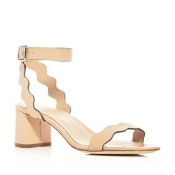 Loeffler Randall Emi Emi Scalloped Leather Block Heel Sandals Nude - Image 10