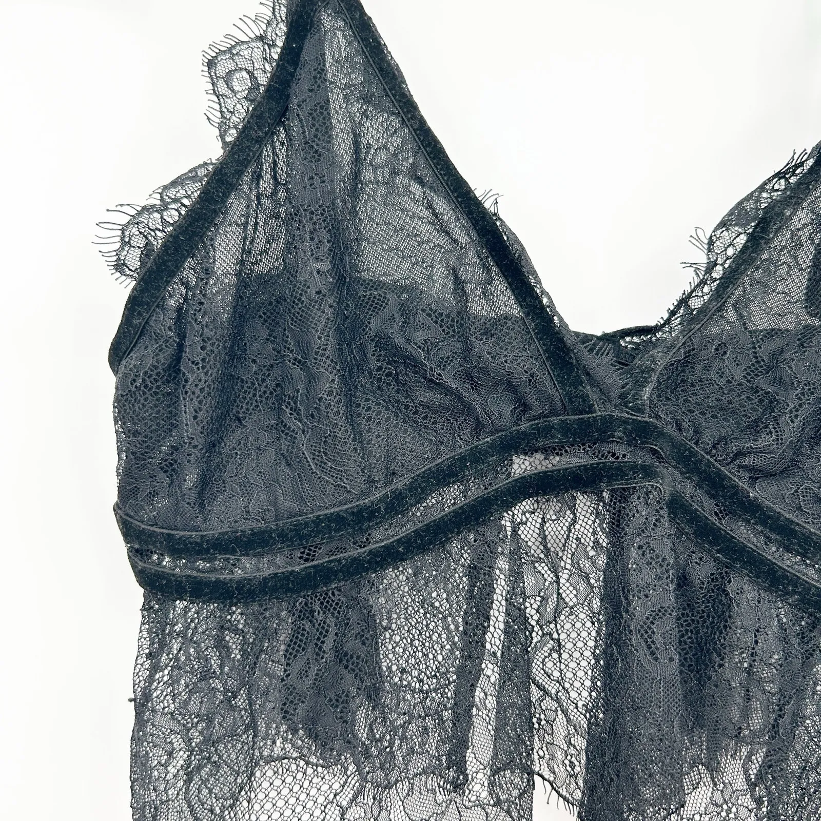 Storia Womens Sexy Sheer Floral Scalloped Mesh Lace Bustier Bra Size M‎ Black - Image 2