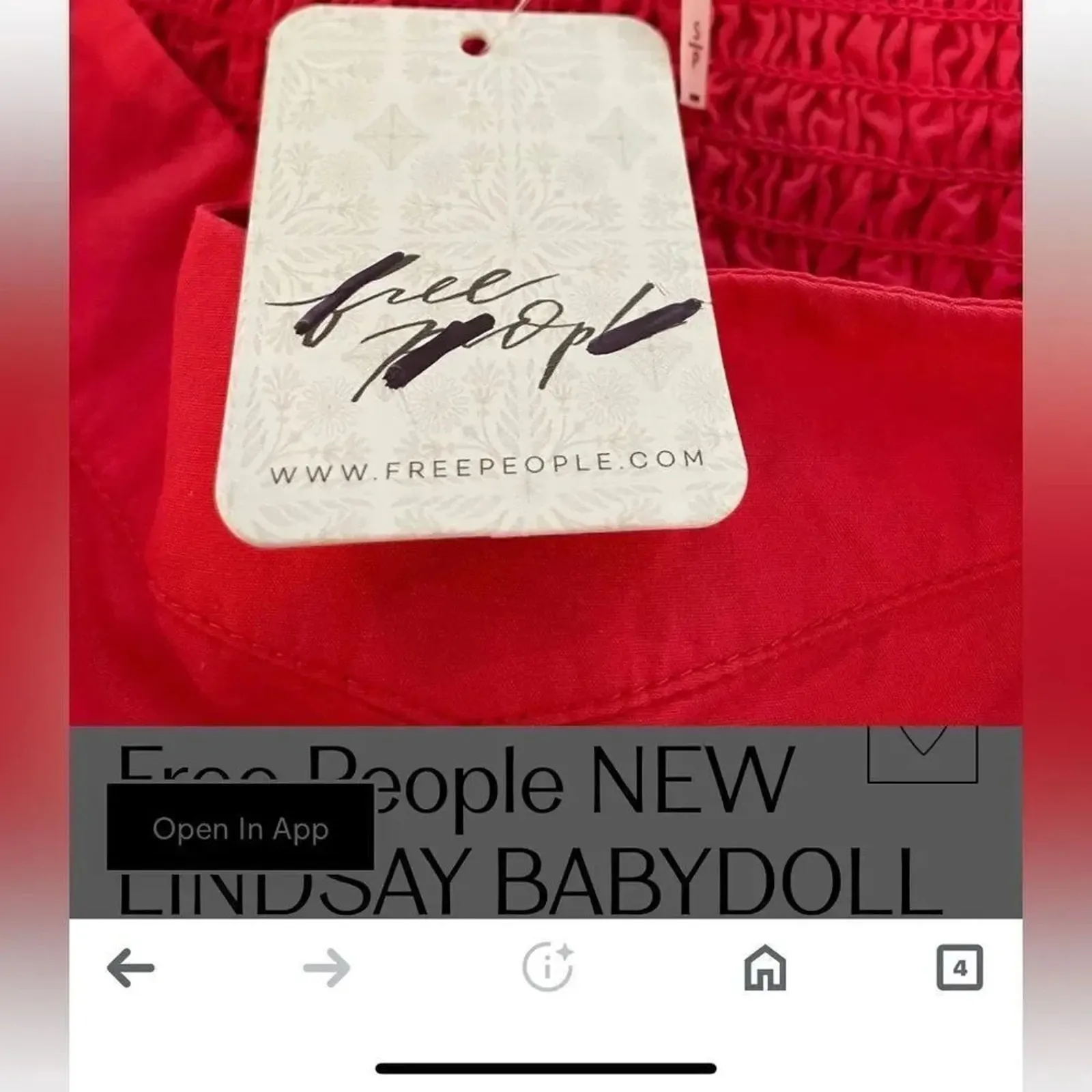 FREE PEOPLE Lindsay Babydoll Dress in Bella Rosa Red Size L New w/ Tag MSRP $138 - Image 8