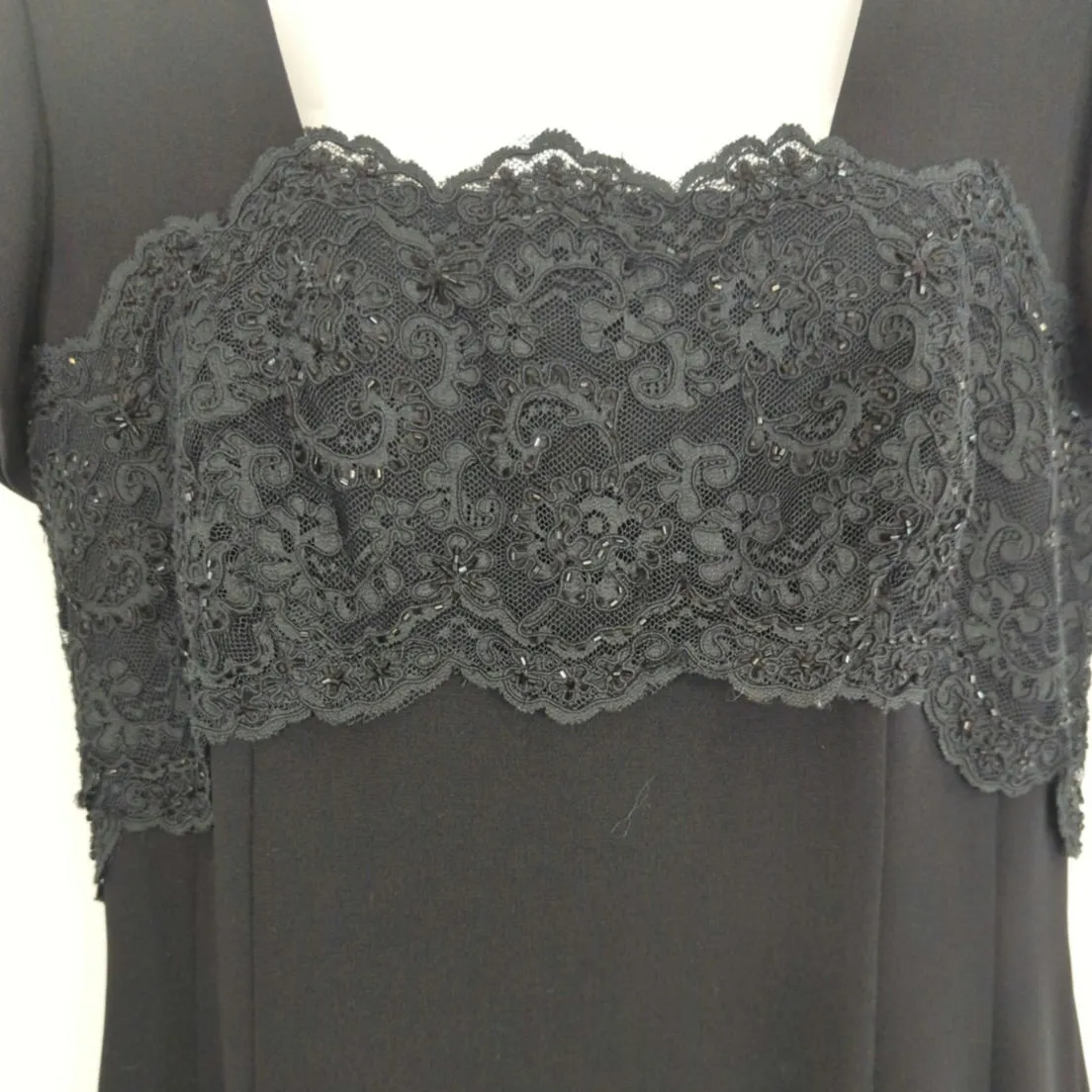 Donna Morgan Lacey Full Length Column Gown - Size 8 - Black Formal Wedding Gala - Image 4