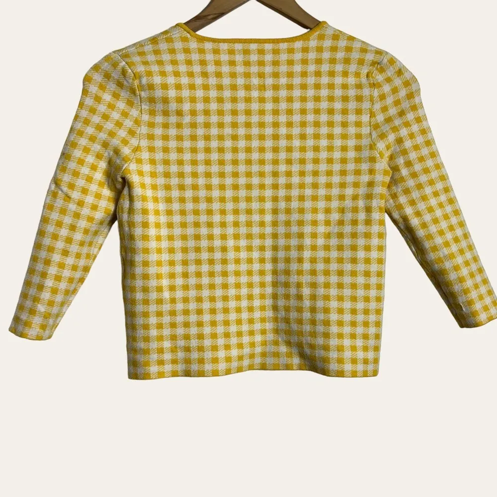 Opening Ceremony Knits Yellow White Check Gingham 2 Piece Shorts Top Set Size XS - Image 4