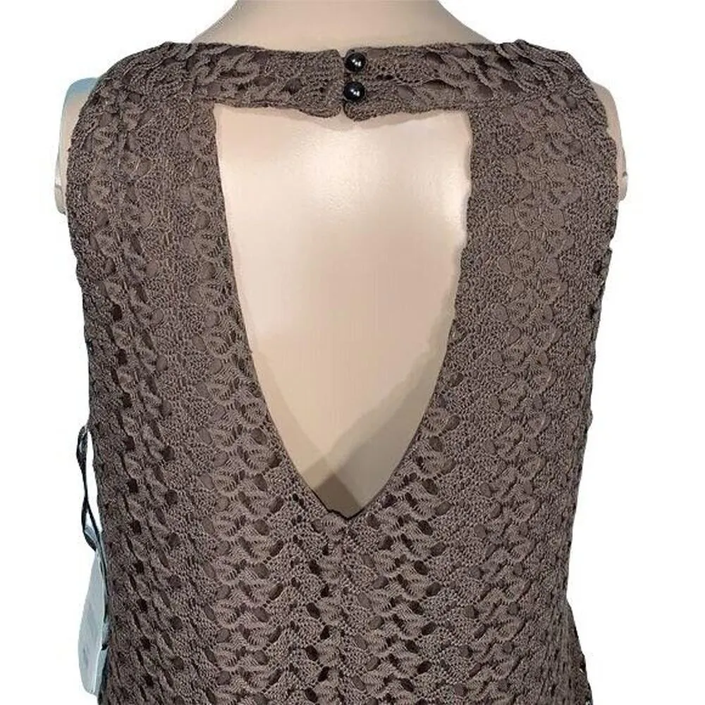 Altard State Womens Slip Dress Lace Crochet Lined Sleeveless Brown Medium - Image 6