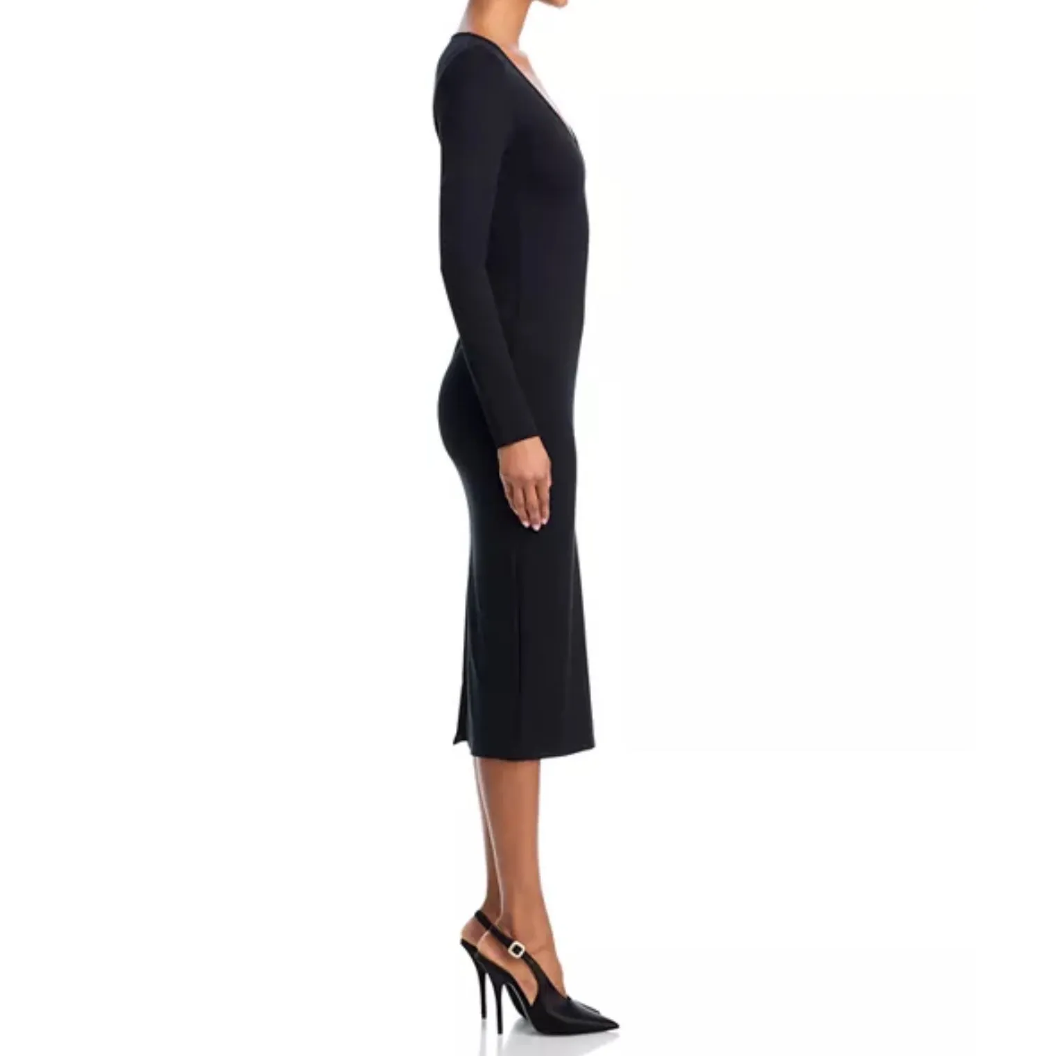 AQUA Body‎ on Midi Dress V Neck Long Sleeve  XS - Image 6