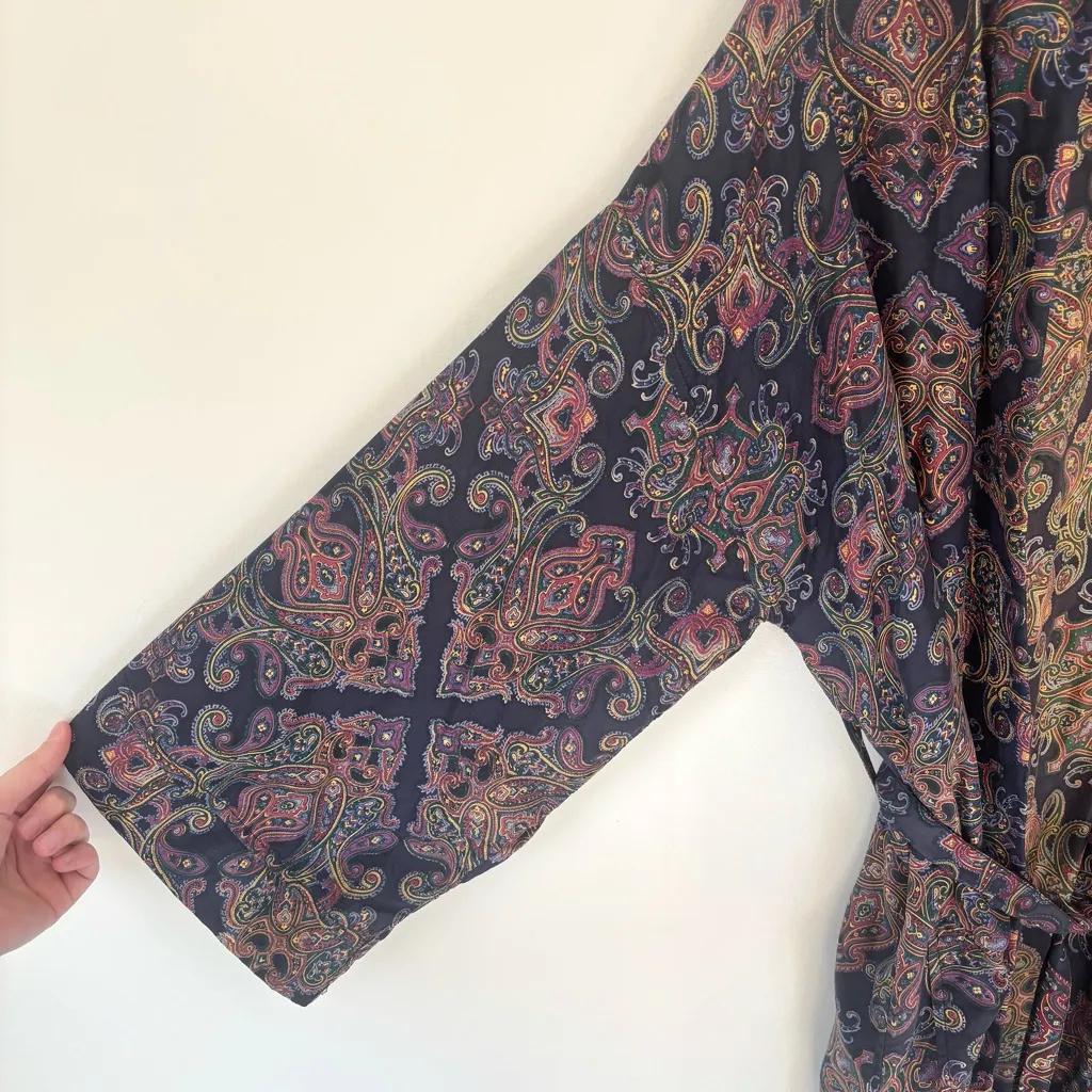 Christian Dior Vintage 100% Silk Robe Paisley Victorian Romantic Luxury Designer - Image 5