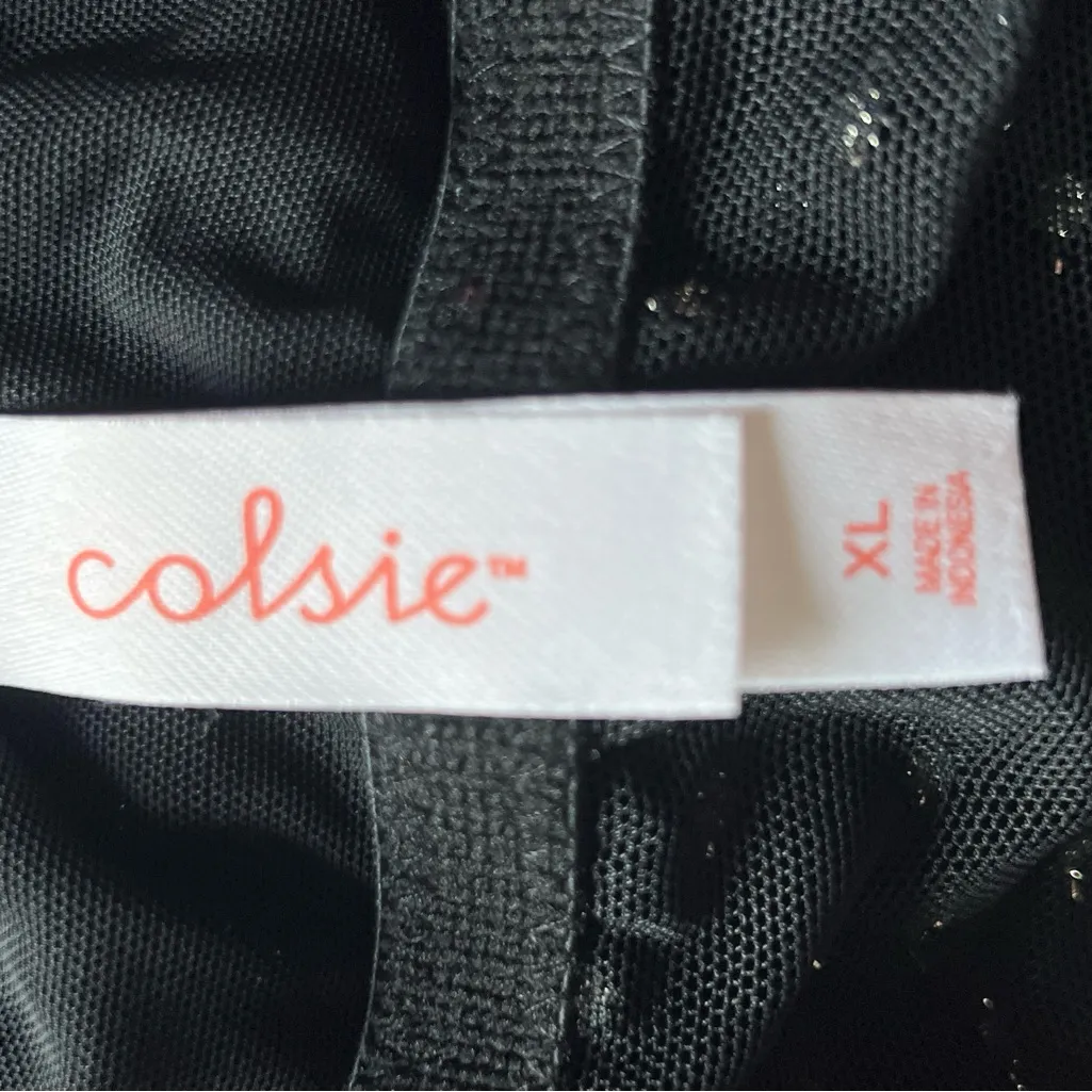 Colsie Black Sheer Top with Silver Details Size XL - Image 3