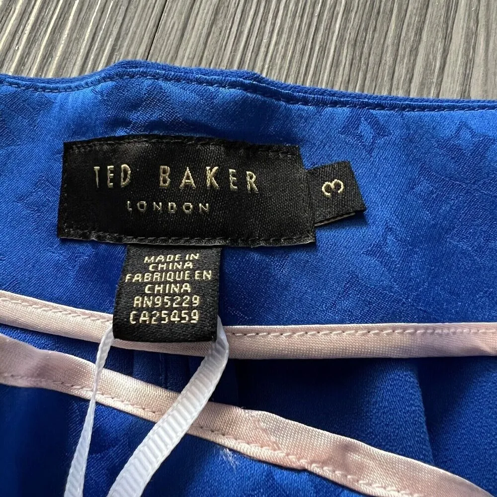 Ted Baker Zettah Culottes Womens US 8 Pleated Pants Cropped Blue - Image 3