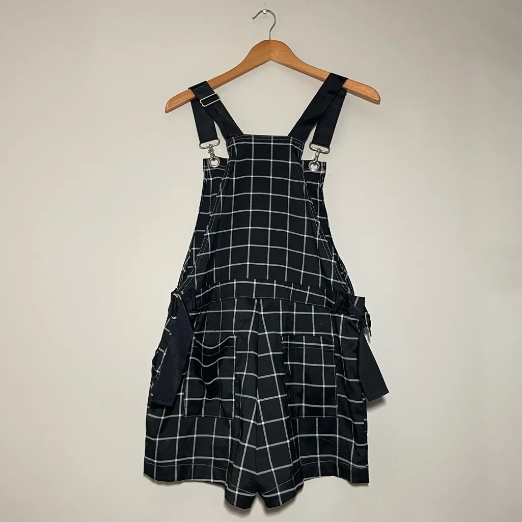 Hot Topic Grid Print Overall Shorts - Image 7