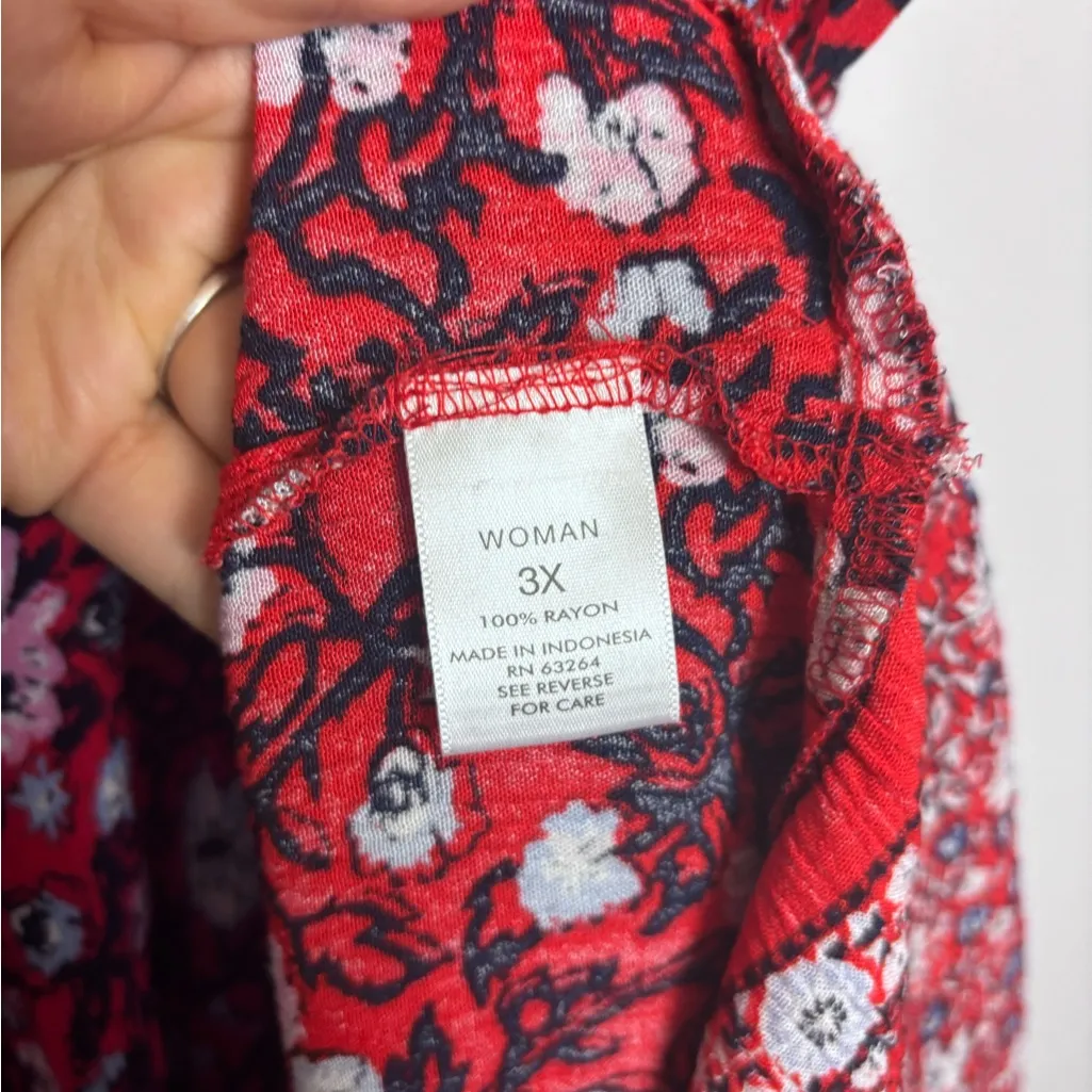 Westport Dress Barn Plus Size Red and Blue Floral Print Boho Maxi Dress - Image 9