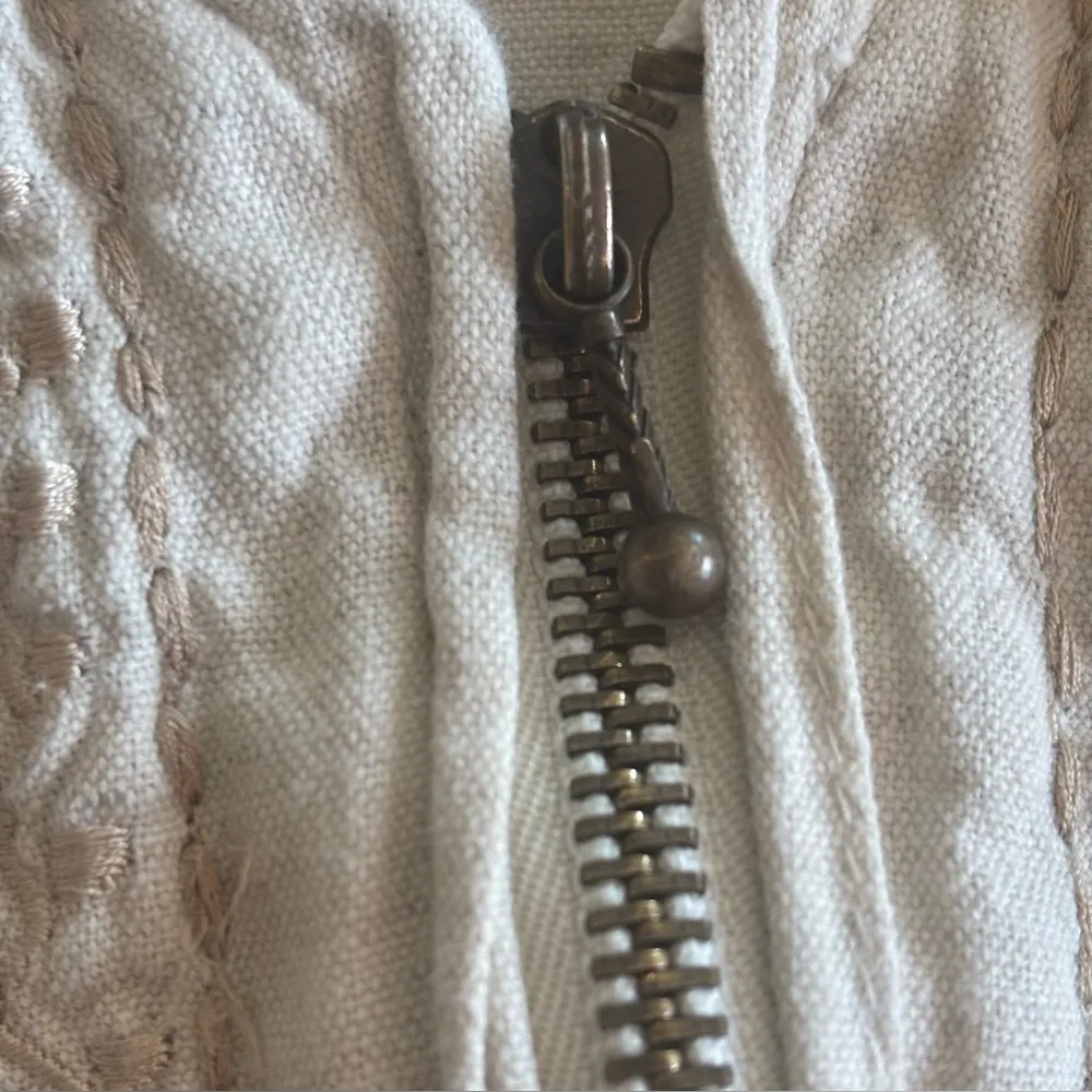 NORTHCREST Vintage Cotton & Linen Embroidered Floral Zip Up Vest Size Medium - Image 8