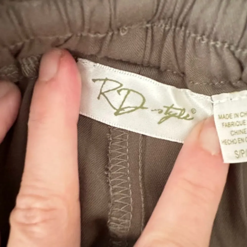 RD Style Pants Womens Small Brown Wide Leg Crop Boho Flowy Drawstring Beachy - Image 5