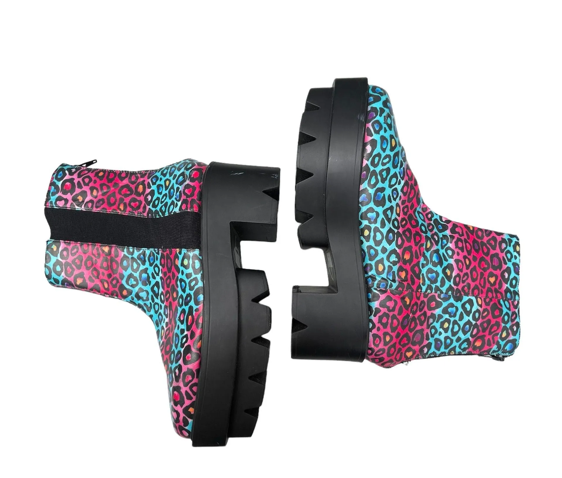 Bumper Chunky Y2K Cheetah Platform Heel Purple Blue Boots - Image 8