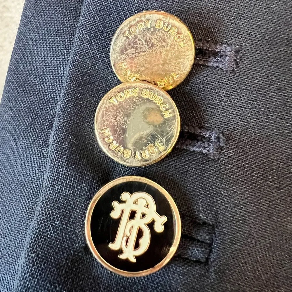 Tory Burch  Pierre Navy Blue Double Button Blazer - Image 9