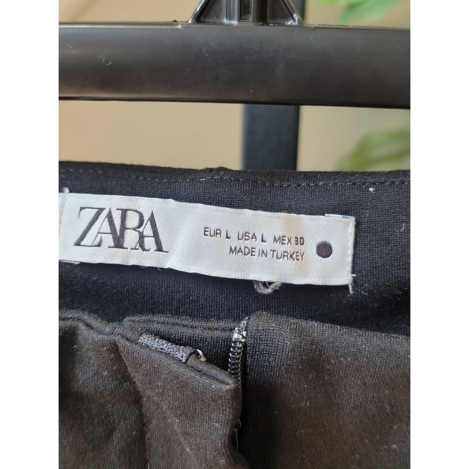 Zara Black Trousers Women's Size L Slim Fit Cotton Blend Work Office Pants - Image 8