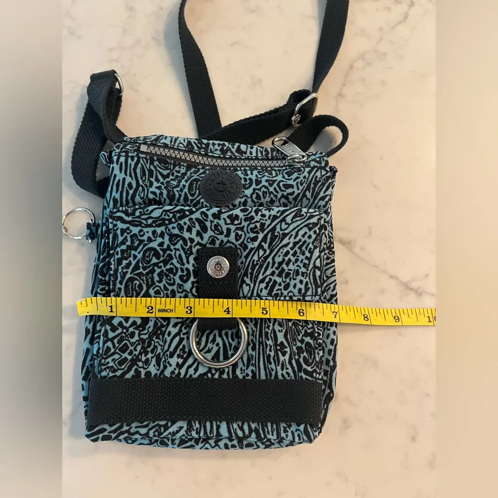 Kipling Crossbody Bag Blue Handbag Purse Animal Print Monkey Charm EUC - Image 3