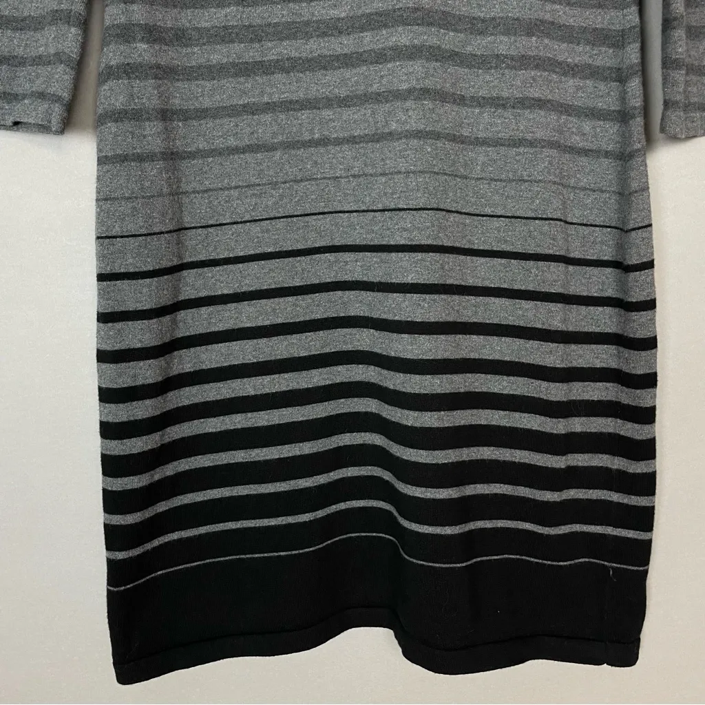 Ralph Lauren Sweater Dress Striped FLAWS Gray White Black Size Large 3/4 Sleeves - Image 10