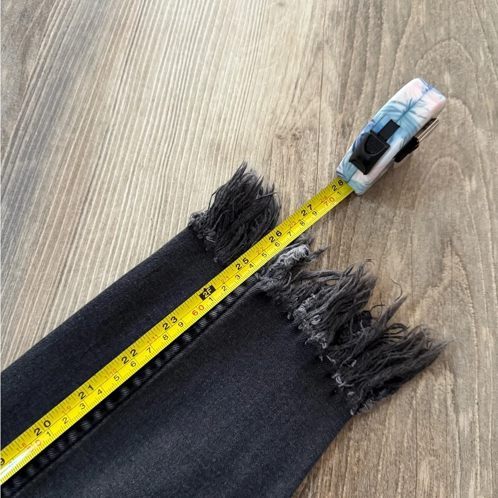 Free People Black Fringe Distressed Raw Hem Skinny Jeans W27 - Image 7
